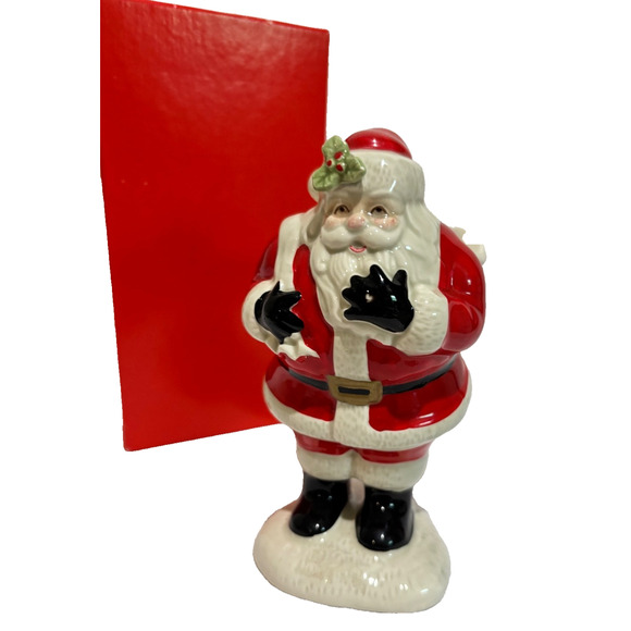 Vintage Fitz & Floyd Santa Claus Open Toy Bag Christmas vase candy trinket retro - Picture 1 of 11